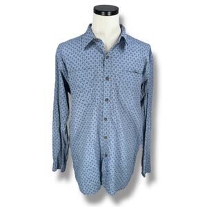 Vintage Patagonia Shemp Shirt Men’s Large Blue Geometric Hemp Cotton Button 2007